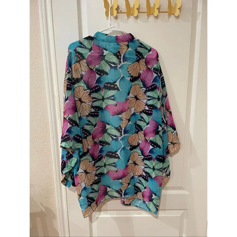 Show me your mumu butterfly print open front kimono - Picture 4 of 4